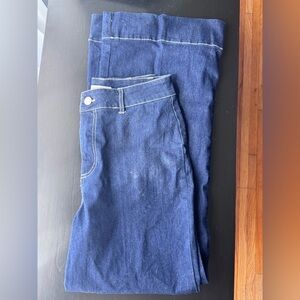 High Waist Wide Leg Patch Pocket Jeans
Avec Les Filles Dark Blue Denim J…